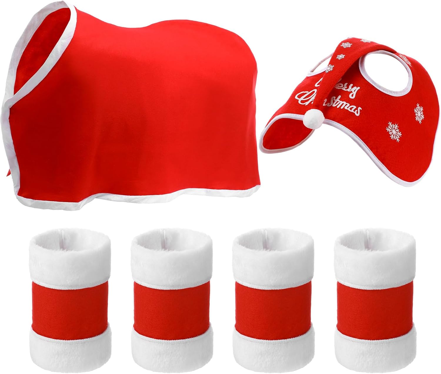 Cunno Paquete de 6 disfraces de Navidad de caballo que incluye funda halter de caballo con ribete de forro polar con 4 piezas de envolturas para
