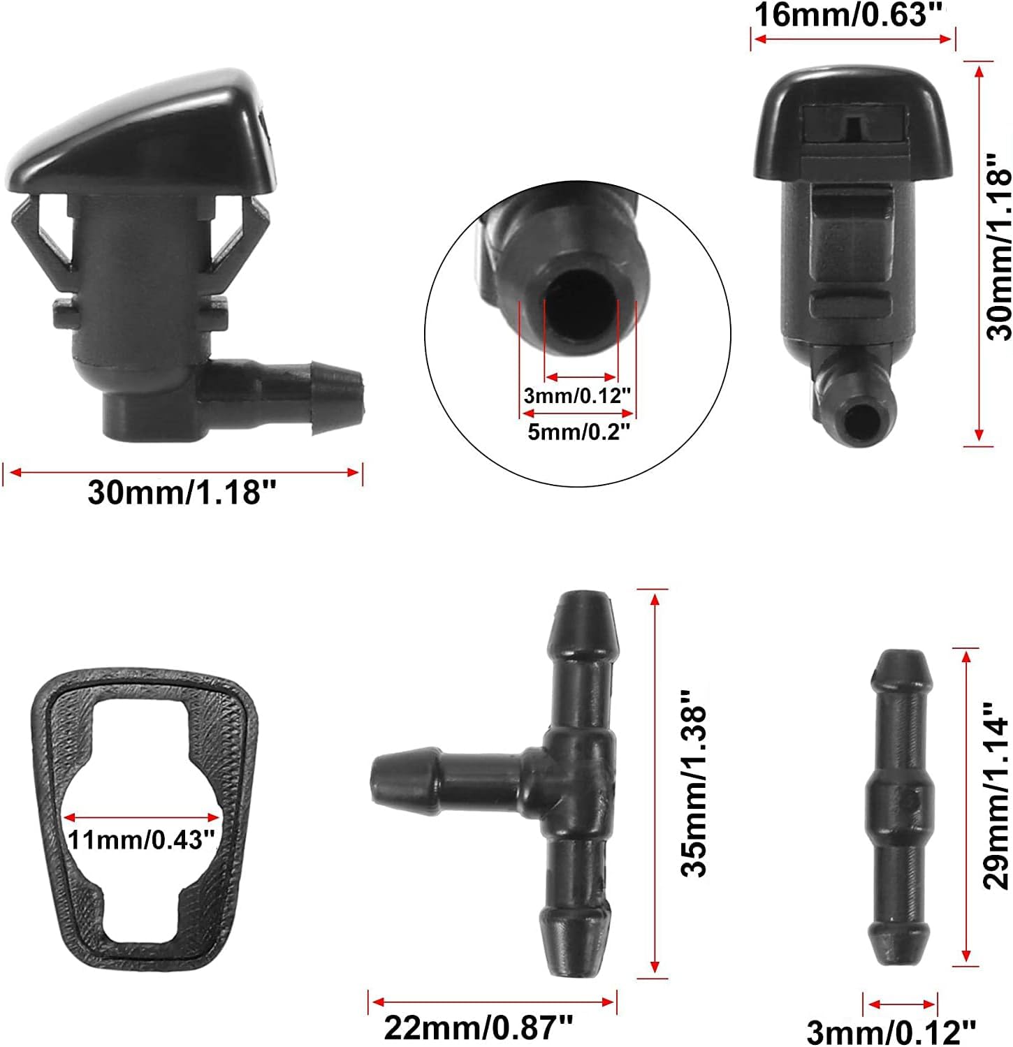 Unifizz Kit de boquillas de limpiaparabrisas delantero para Ford Edge Focus 8S4Z17603AA para Lincoln MKX 6.6 ft manguera de lavado de parabrisas con