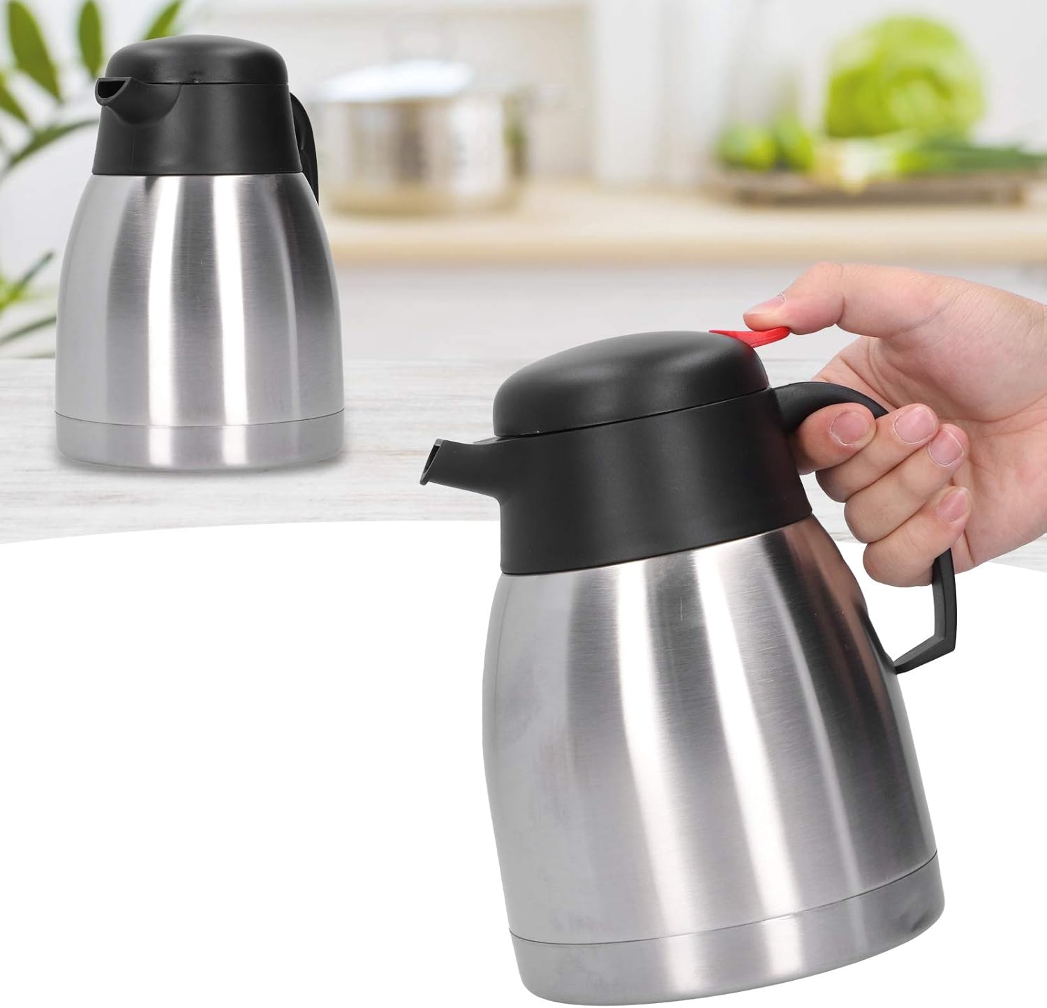 Jarra térmica de acero inoxidable 304, gran capacidad para mantener líquidos calientes, hogar, restaurante, hotel, suministro (1.5L)