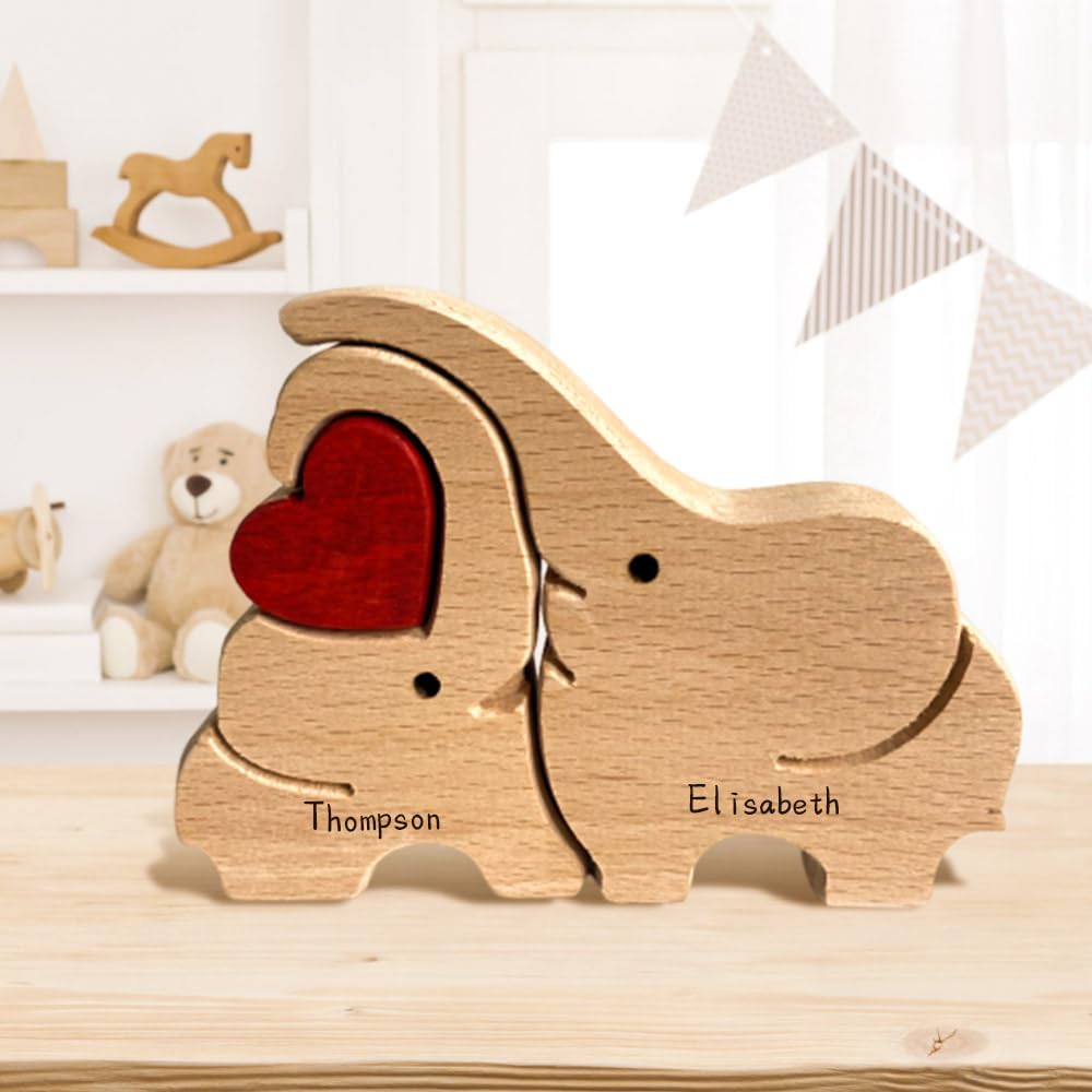Rompecabezas de madera personalizado para la familia, regalos con nombre, rompecabezas de madera personalizable con 1-8 nombres, pieza decorativa