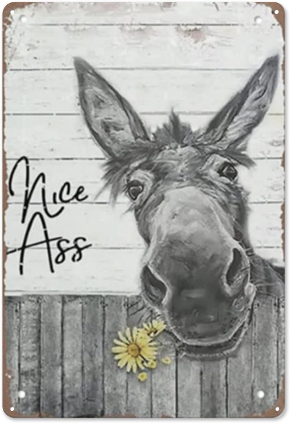 Letrero de hojalata con diseño de burro divertido, decoración de casa de campo, carteles vintage de burro, póster de metal retro, póster de bar,