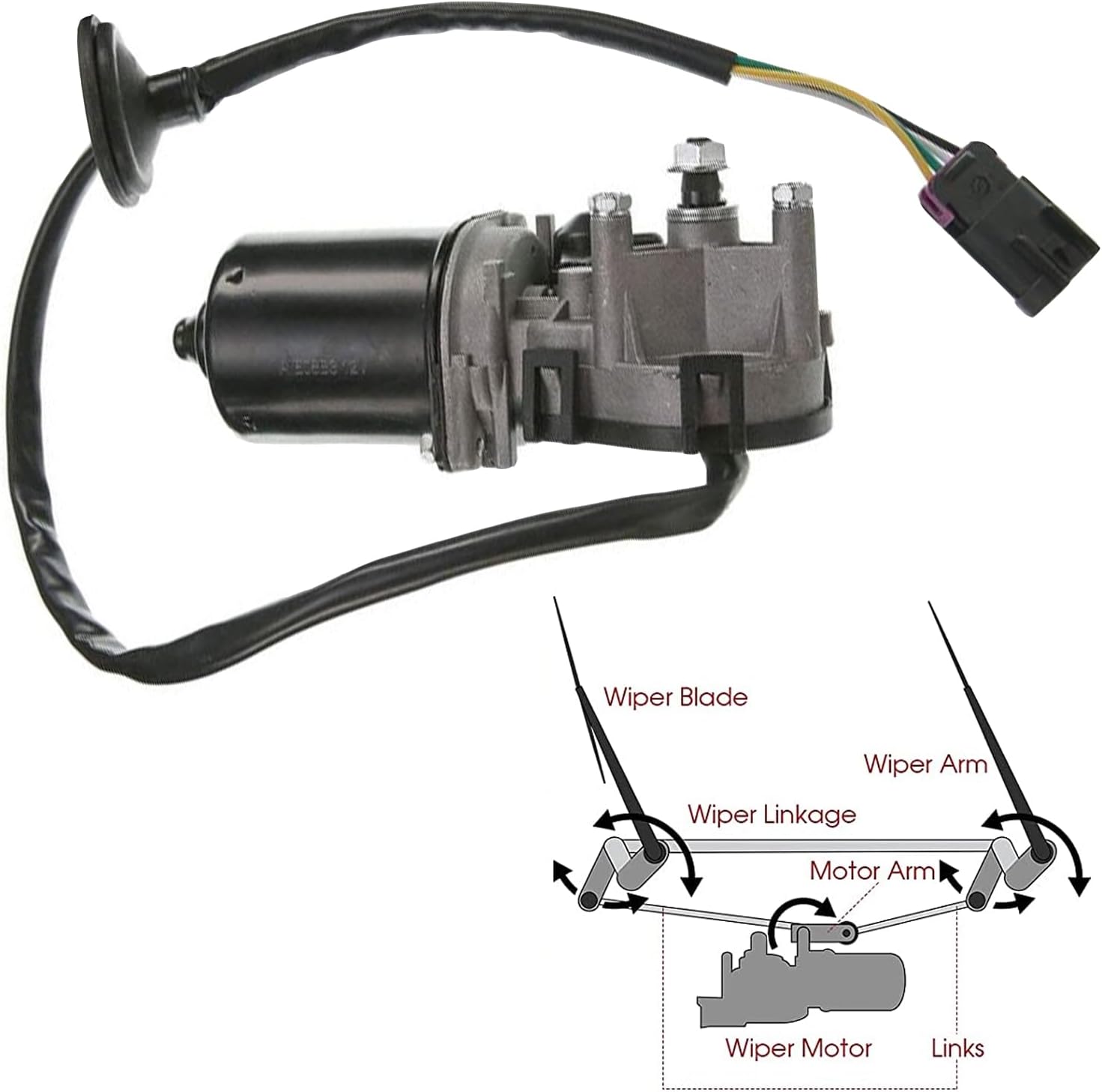 Motor del limpiaparabrisas delantero compatible con Chevy Colorado GMC Canyon 2004-2012  Isuzu 2006 i280 i350  2007-2008 i290 i370 Reemplazo