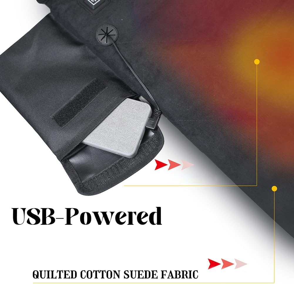 Cojín de asiento portátil con calefacción, sin banco de energía almohadilla plegable para silla de campamento con calefacción USB, cojín ajustable