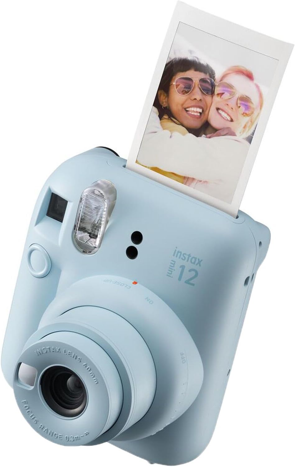 Fujifilm Cámara instantánea Instax Mini 12 azul pastel + funda personalizada mínima + película Fuji Instax 20 hojas paquete doble