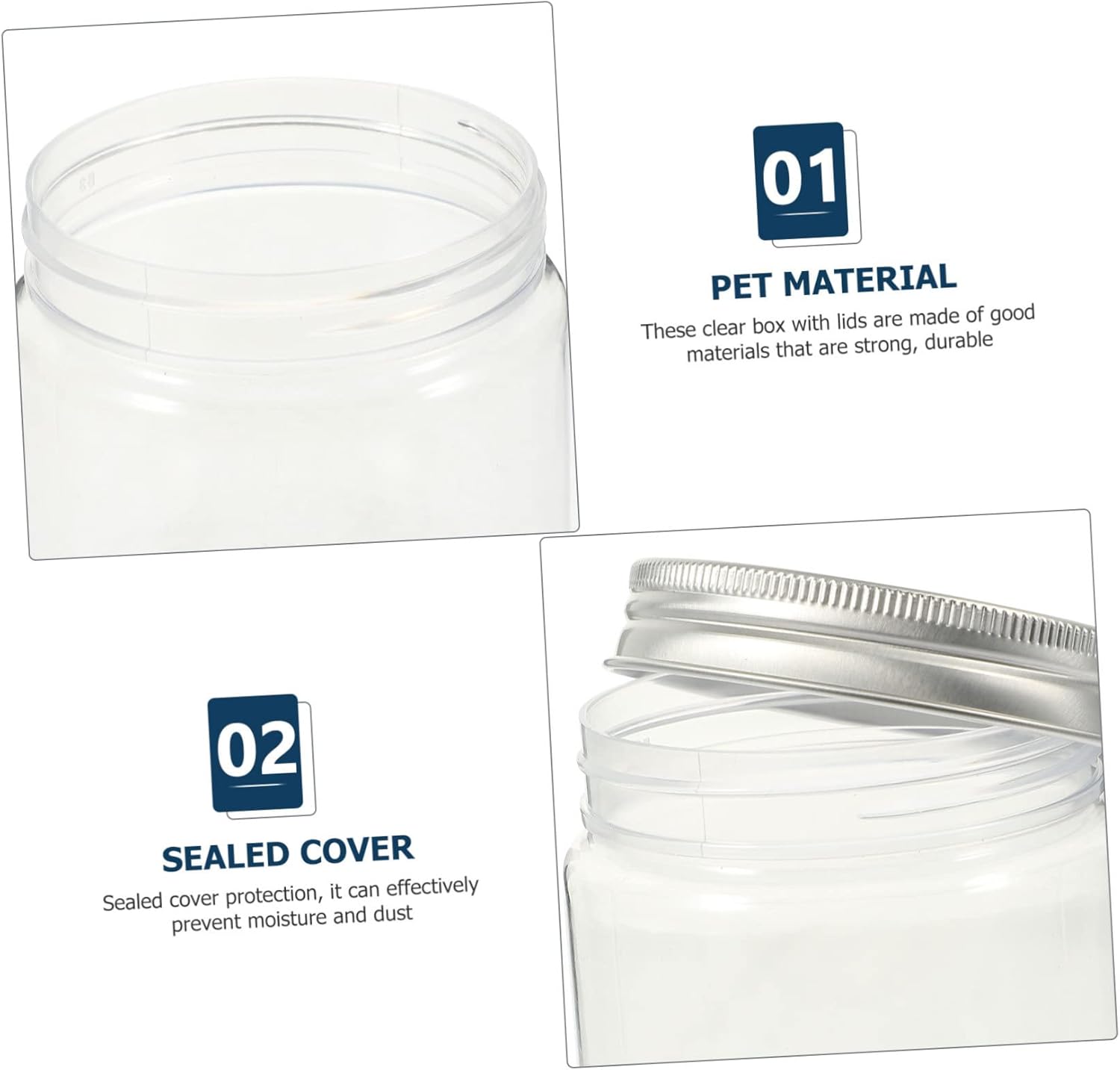 YARNOW Tarro de almacenamiento de cocina de 4 piezas de tarros de plástico con tapas para caramelos, tarros de cristal con tapas, tarros de maní con