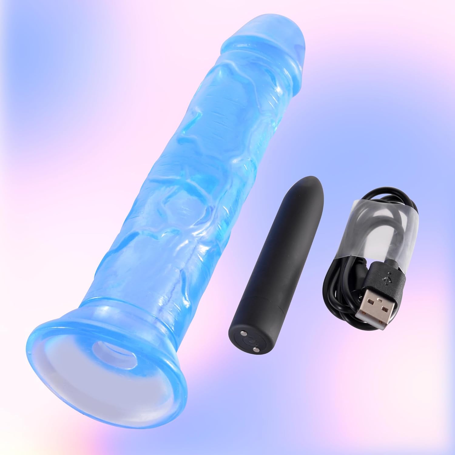 Consolador vibrador realista, consoladores vibradores pequeños de punto G de 7 pulgadas con ventosa para mujeres, hombres, azul
