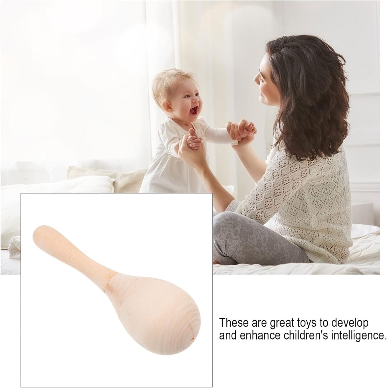 ULTNICE Mini Maracas de madera de madera Maracas de percusión en blanco sonajeros de percusión sin terminar Maracas de madera DIY Maracas en blanco