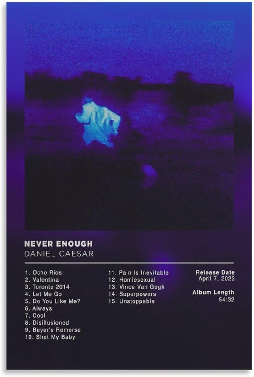 Daniel Caesar – Póster de lienzo decorativo para pared, decoración de sala de estar, dormitorio, regalo, sin marco, 12 x 18 pulgadas (11.8 x 17.7 in)