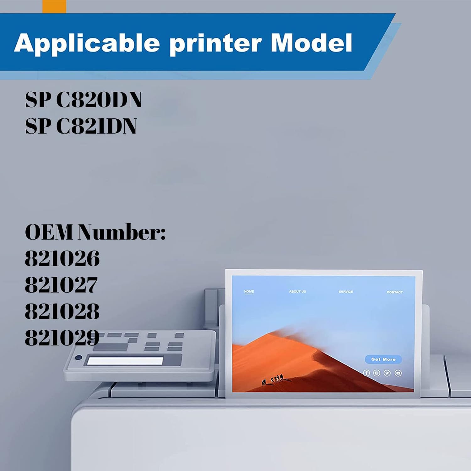SPC820 SPC821 – Cartucho de tóner compatible con Ricoh 821026 821027 821028 821029 SP C821DN SP C820DN Impresora de alto rendimiento (cian)
