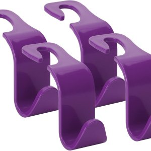 Soleebee Paquete de 4 ganchos universales para reposacabezas de automóvil, gancho para asiento trasero de automóvil, organizador de almacenamiento Soleebee Paquete de 4 ganchos universales para reposacabezas de automóvil, gancho para asiento trasero de automóvil, organizador de almacenamiento