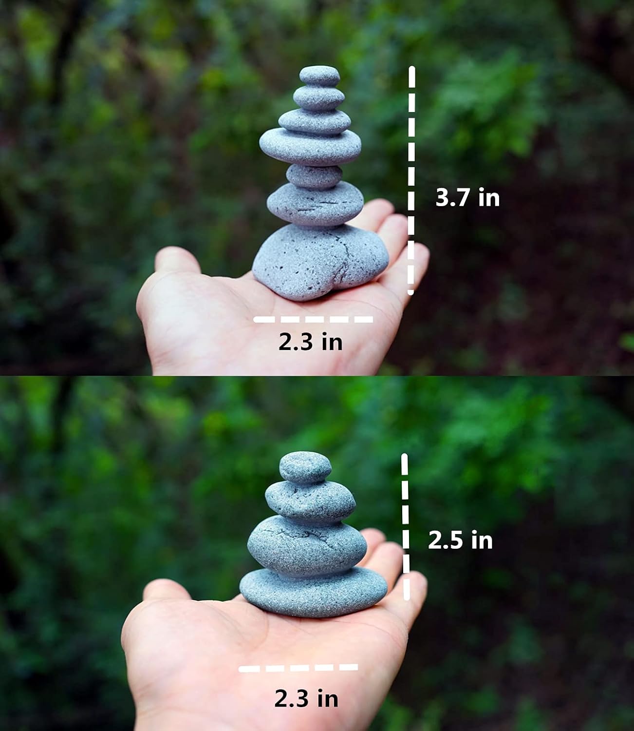 2 piezas de piedras apilables zen, estatuas de rocas hechas a mano, decoración de jardín japonés, accesorios de meditación de yoga relajante para