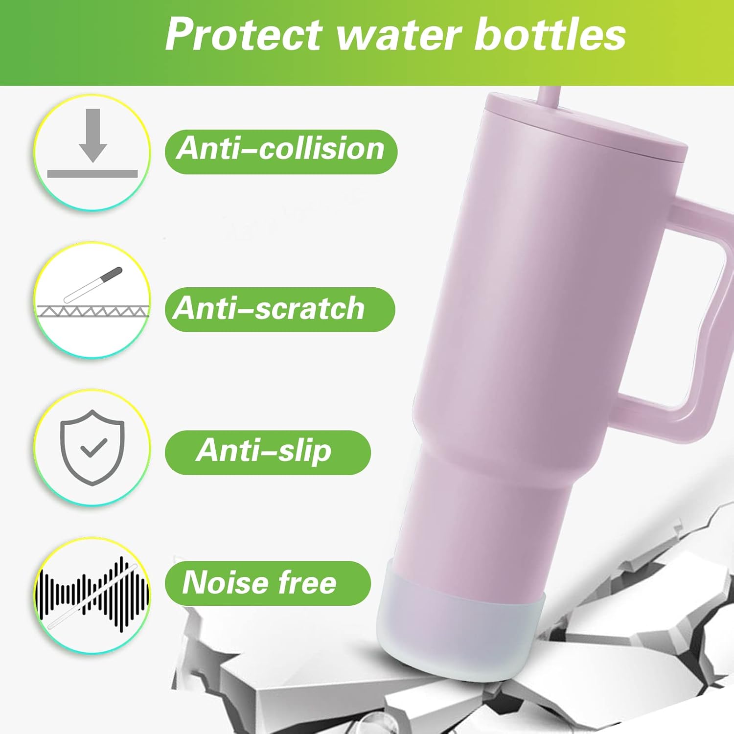 AIERSA 2 vasos de silicona para Simple Modern Trek de 40 onzas con asa, funda protectora para la parte inferior de la botella de agua, accesorios