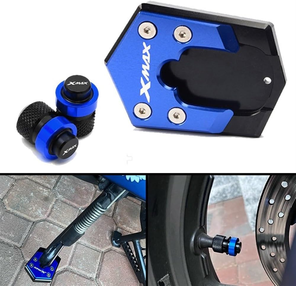 Motorcycle Side Stand pad XMAX300 Accessories Motorcycle Side Stand Kickstand Enlarge & Tire Valve Caps for Y&AMAHA Xmax 250 300 2017 2018 2019 2020