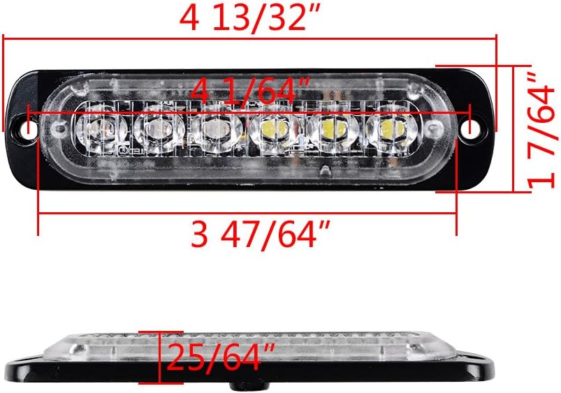 20 unidades de 6 LED blanco ámbar montaje en superficie de emergencia baliza de advertencia de flash de precaución construcción barra de luz