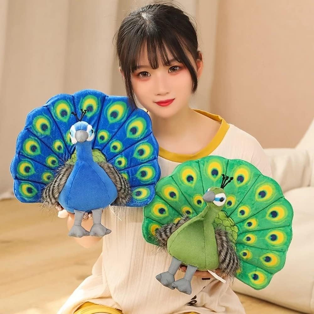 Bonito juguete de peluche Kawaii de pavo real, lindo muñeco de peluche suave de animal Peahen, bonito regalo de decoración de cumpleaños para el