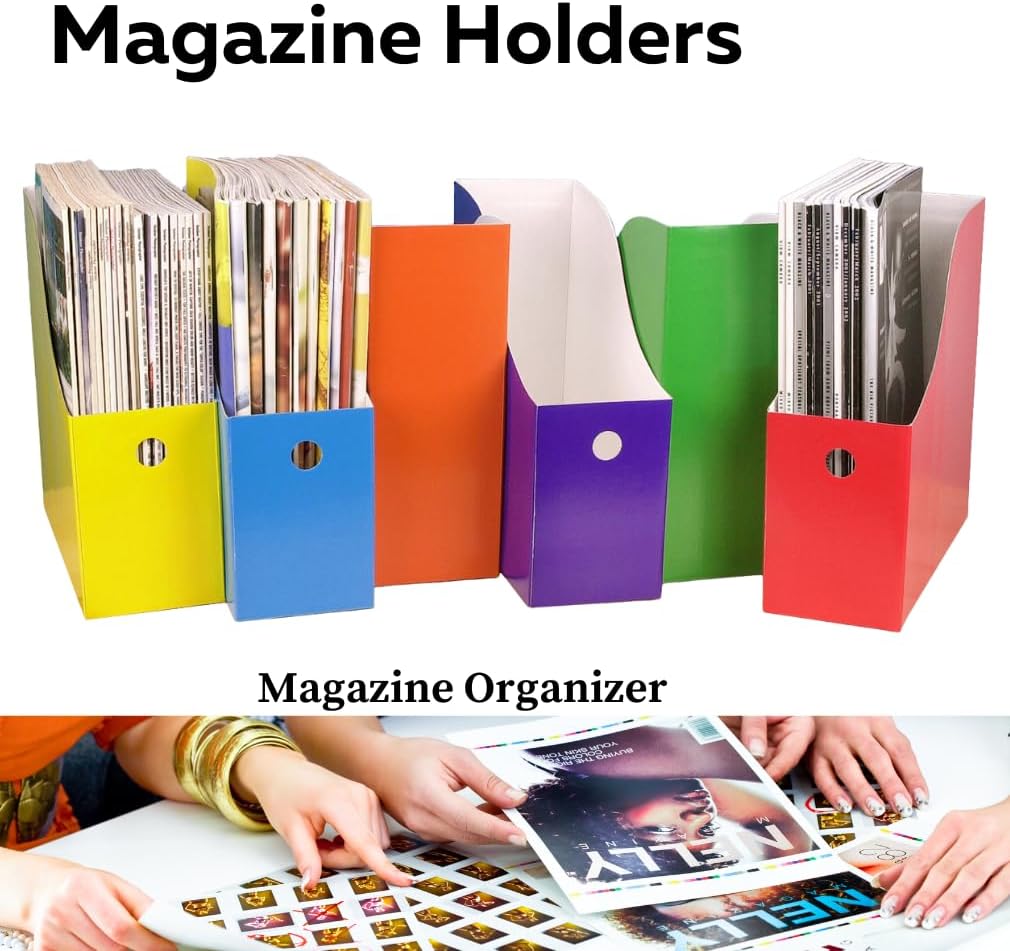 Evelots Caja organizadora para archivos de revista (paquete de 6, 12 o 24 unidades), almacenamiento para escritorio y estantes, múltiples opciones