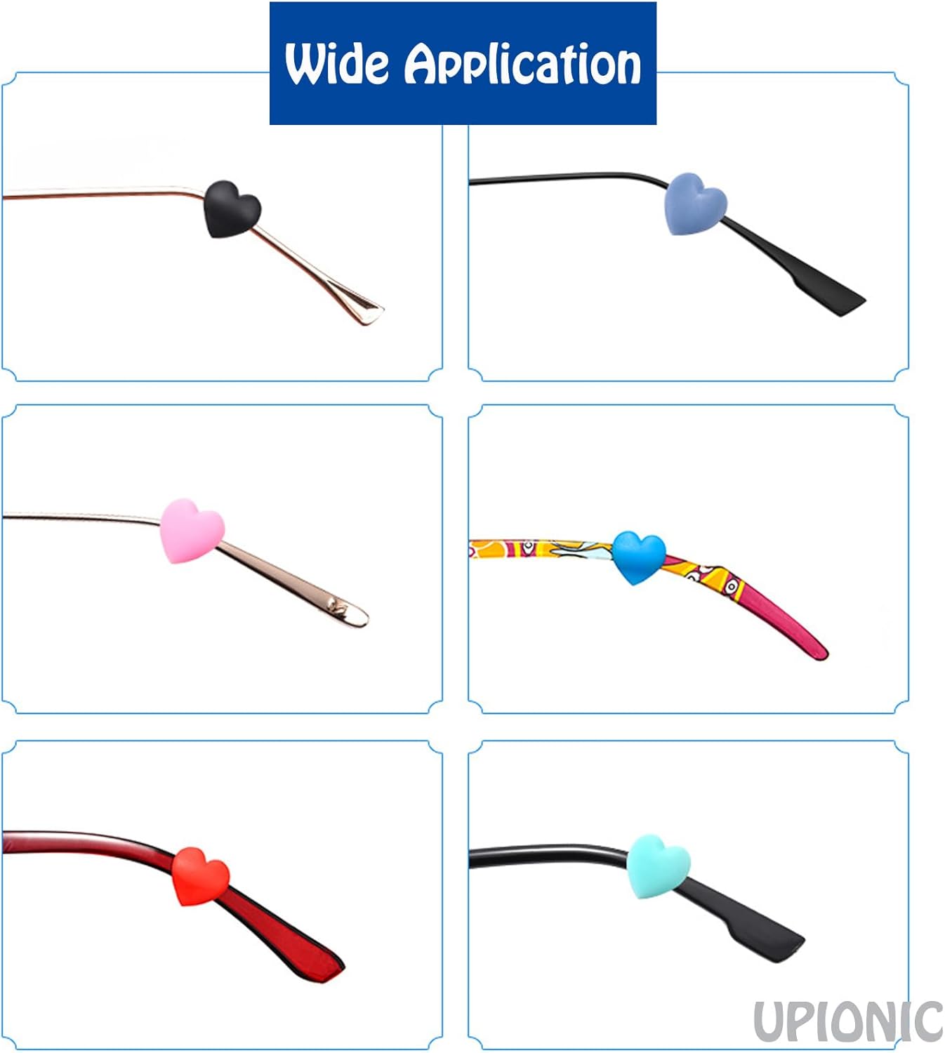 UPIONIC Puntas de extremo antideslizantes para gafas, funda de tubo de silicona, soporte para piezas de oído para gafas, retenedor de gafas, 10 pares