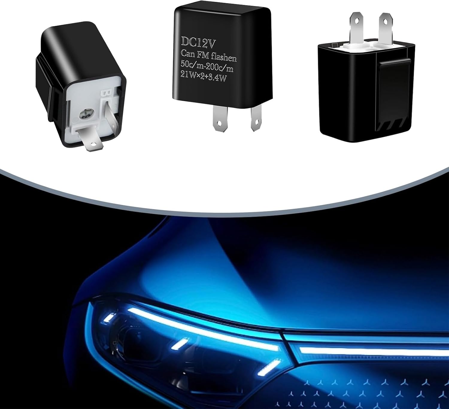 cueclue 4 relés intermitentes para automóvil, DC12V de dos pines LED de frecuencia ajustable, relé de señal de giro de frecuencia ajustable,