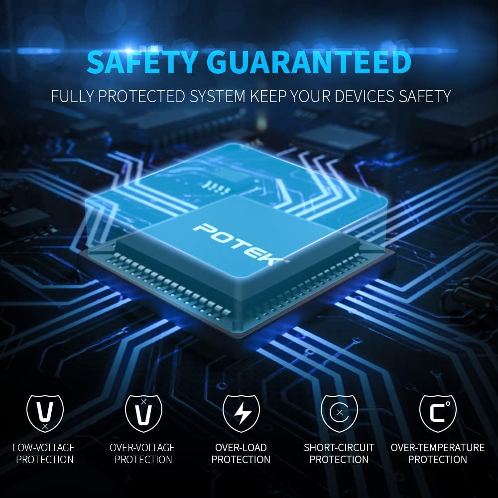 POTEK - Inversor de corriente de 2000W 3 salidas de AC DC 12V a 110V AC inversor de coche con 2 puertos USB de 2Amp y Bluetooth - Imagen 7