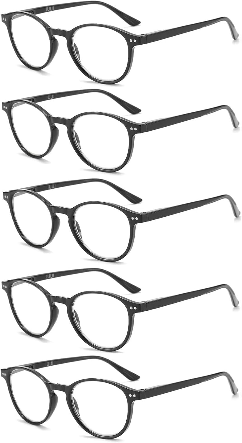 IUUI 5 pares de anteojos de lectura de calidad con bisagra de resorte, filtro de bloqueo de luz azul, rayos UVdeslumbramiento, para lectura de