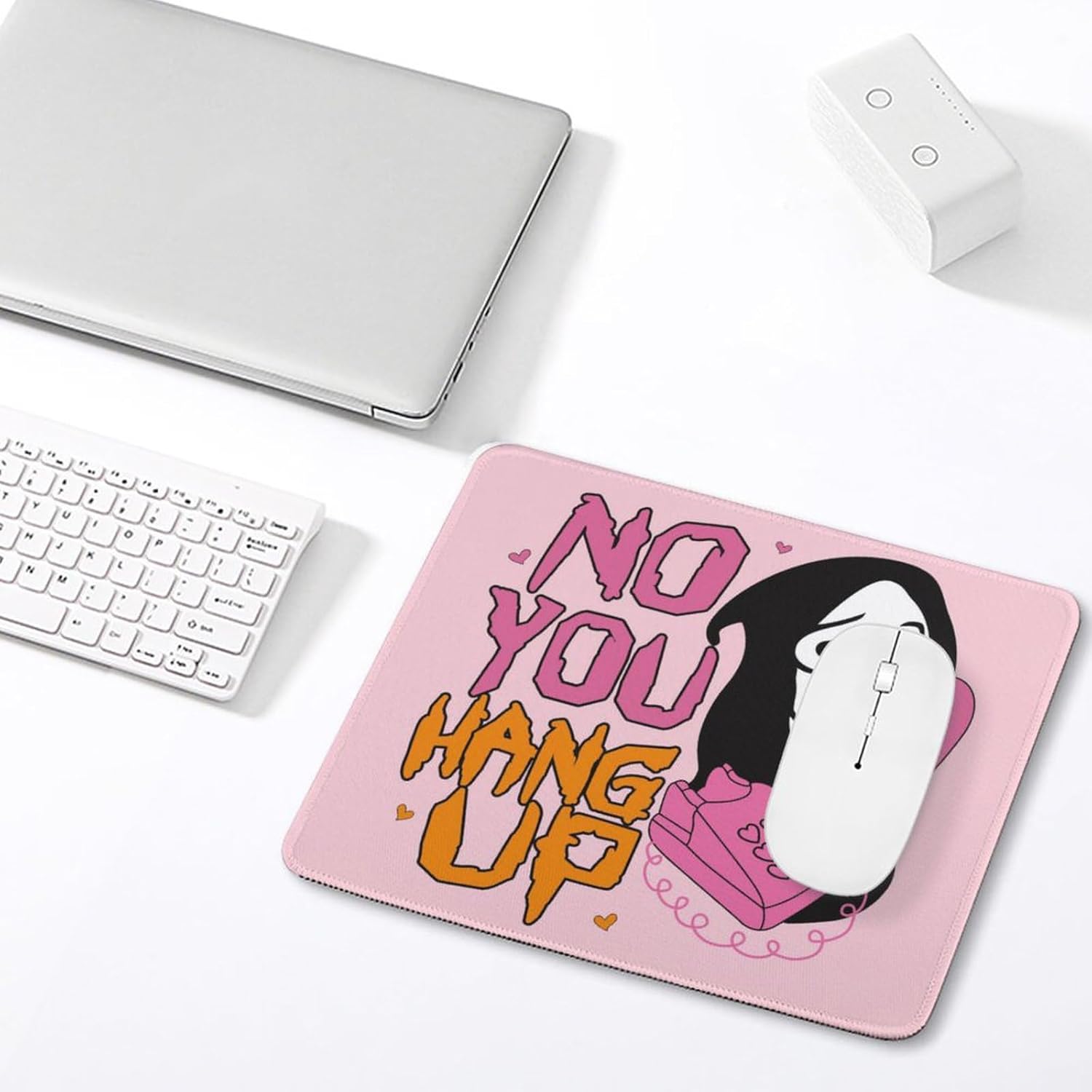Alfombrilla de mouse cuadrada de calavera rosa para escritorio, base de goma antideslizante con borde cosido, alfombrilla de mouse para computadora