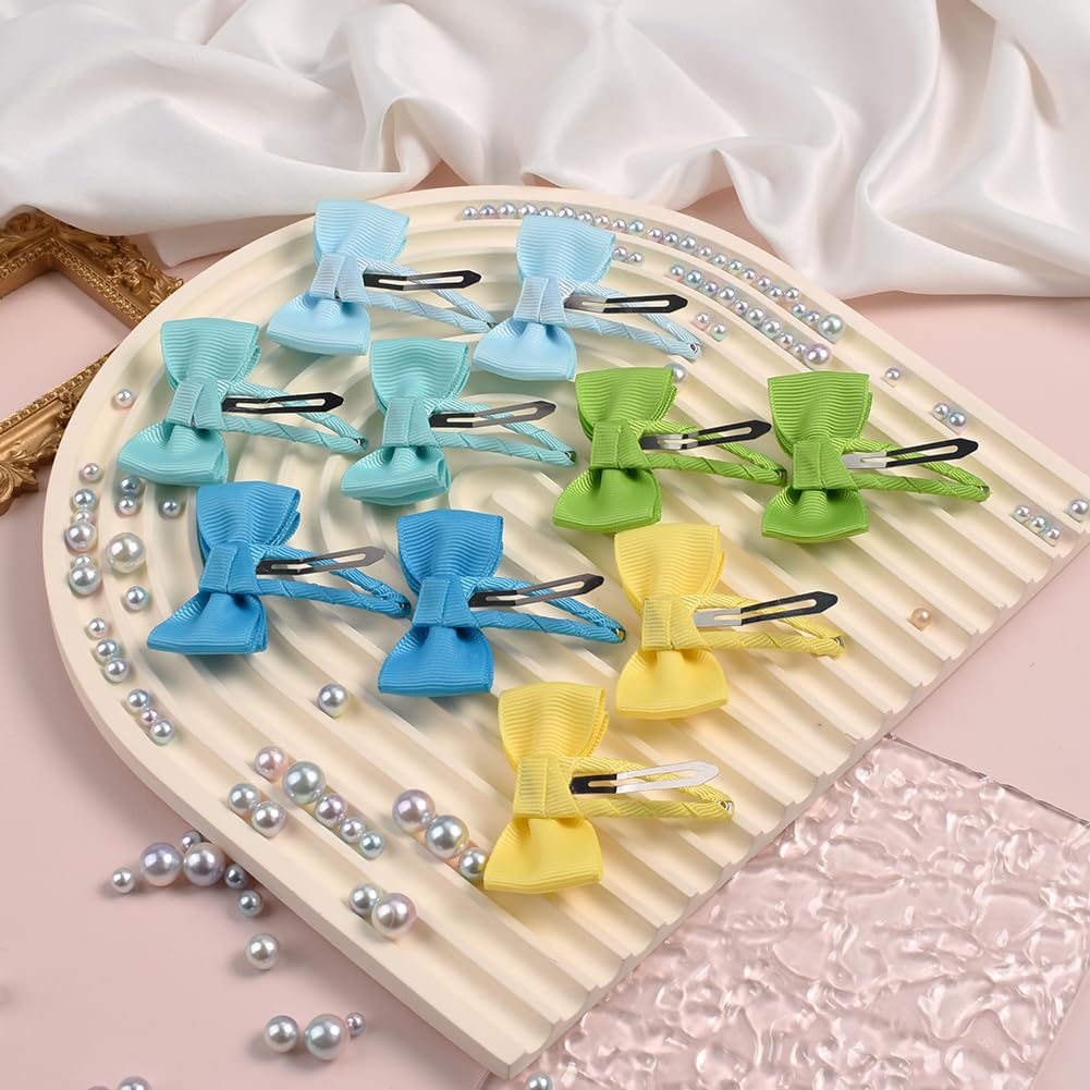 Ruyaa 40 lazos pequeños para el cabello con clips envueltos, pinzas para el pelo de niños pequeños, pasadores para bebés, accesorios para el cabello