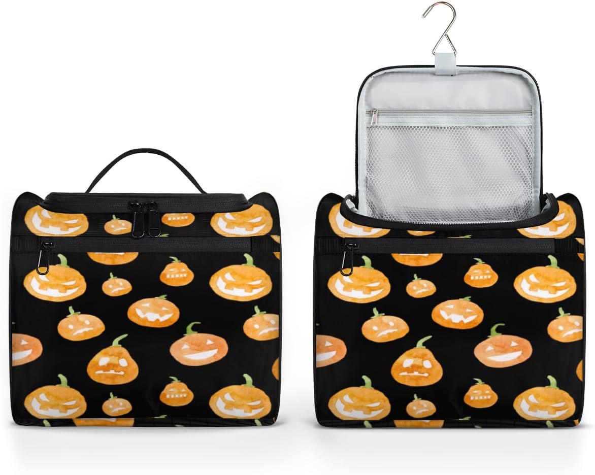 Halloween Modern Decor Toiletry Bag for Women Travel Makeup Organizer with Hanging Hook Traveling Cosmetic Bags for Toiletries Accessories