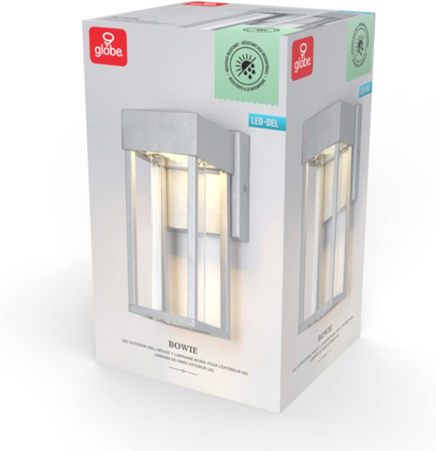 Globe Electric 44880 Bowie – Aplique de pared integrado con 1 luz LED, acero galvanizado, bombilla no incluida