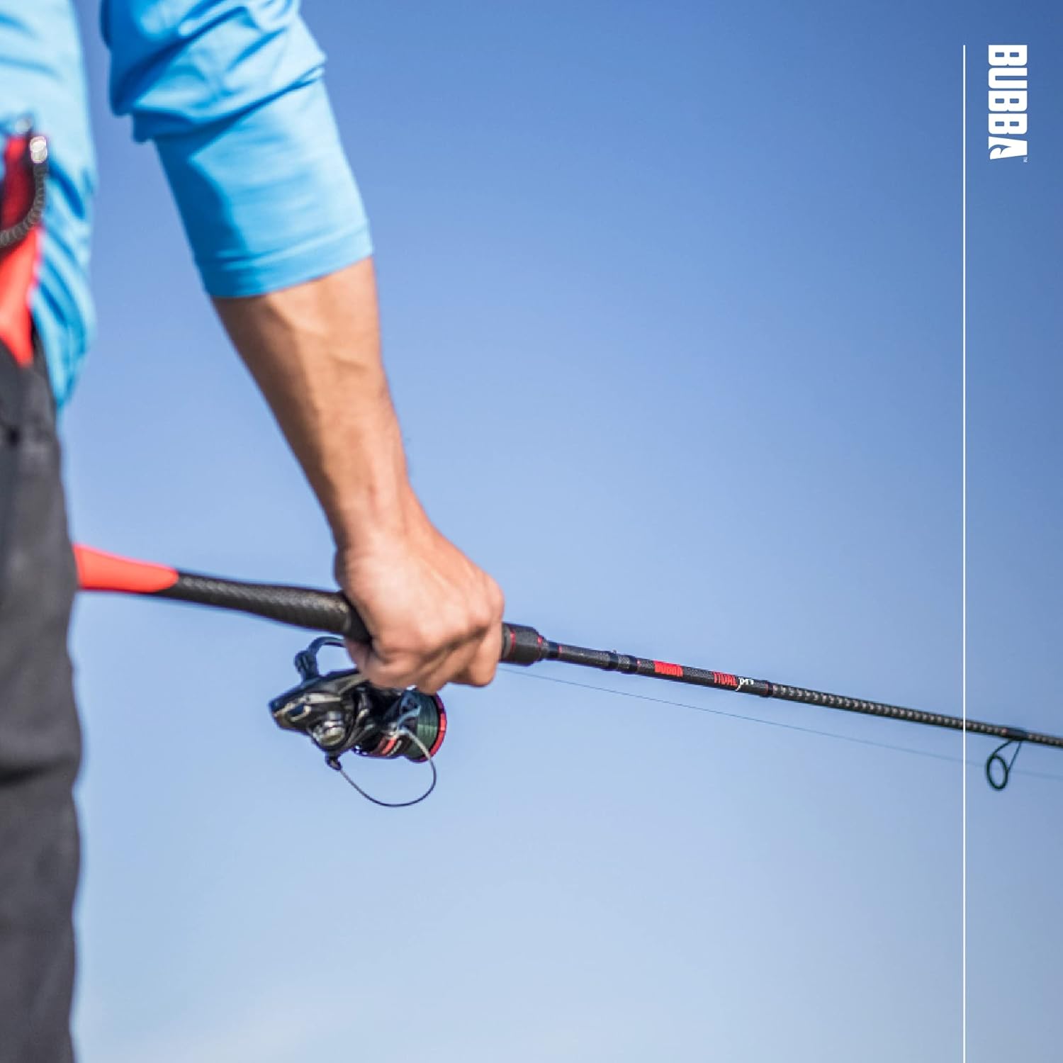 BUBBA Tidal Pro Inshore – Caña giratoria de 7 pies y 6 pulgadas con agarre de fibra de carbono