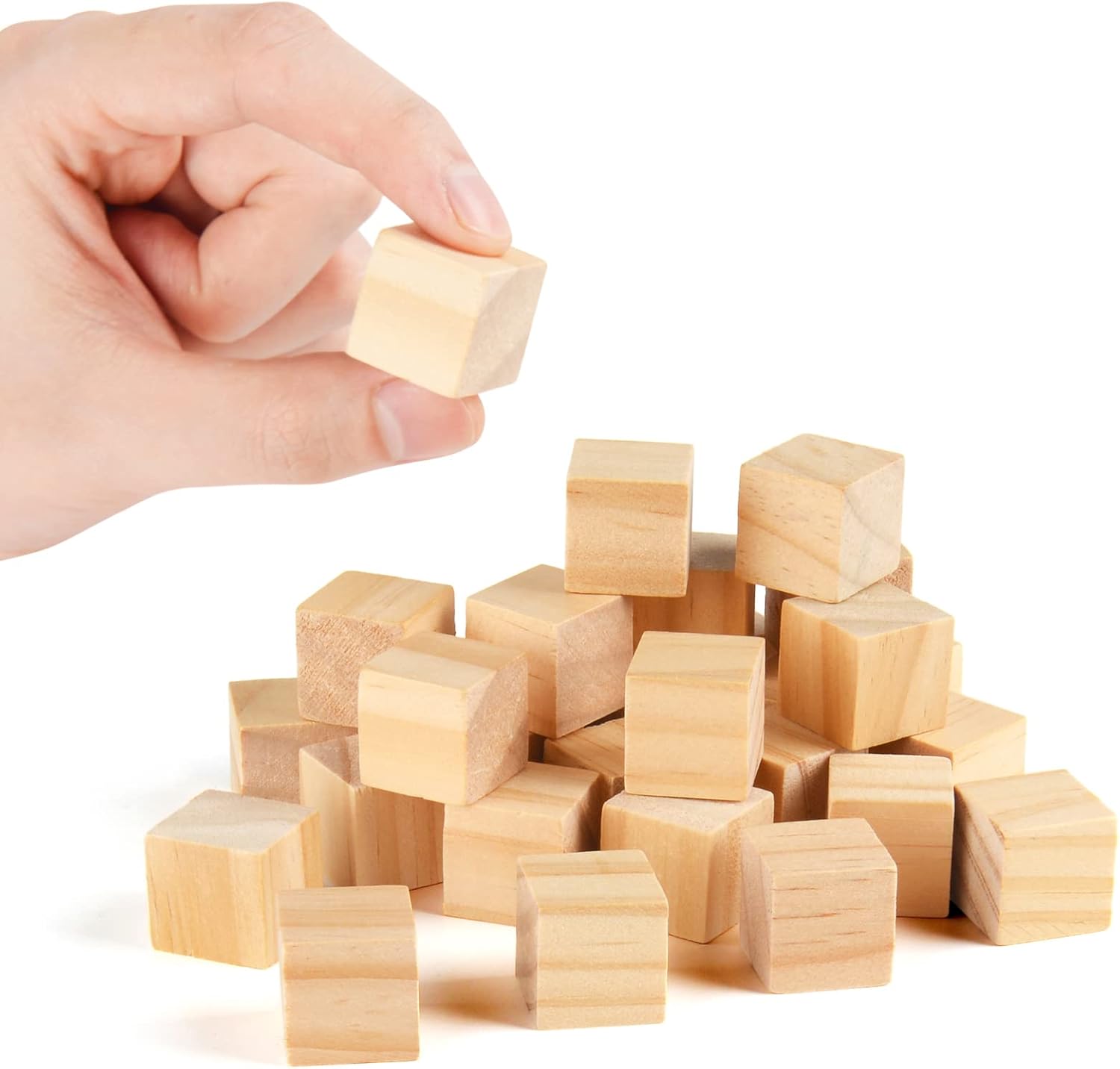 Cubos de madera de 34 pulgadas pequeños bloques de madera para manualidades, 0.8 in, bloque cuadrado de madera natural sin terminar para proyectos
