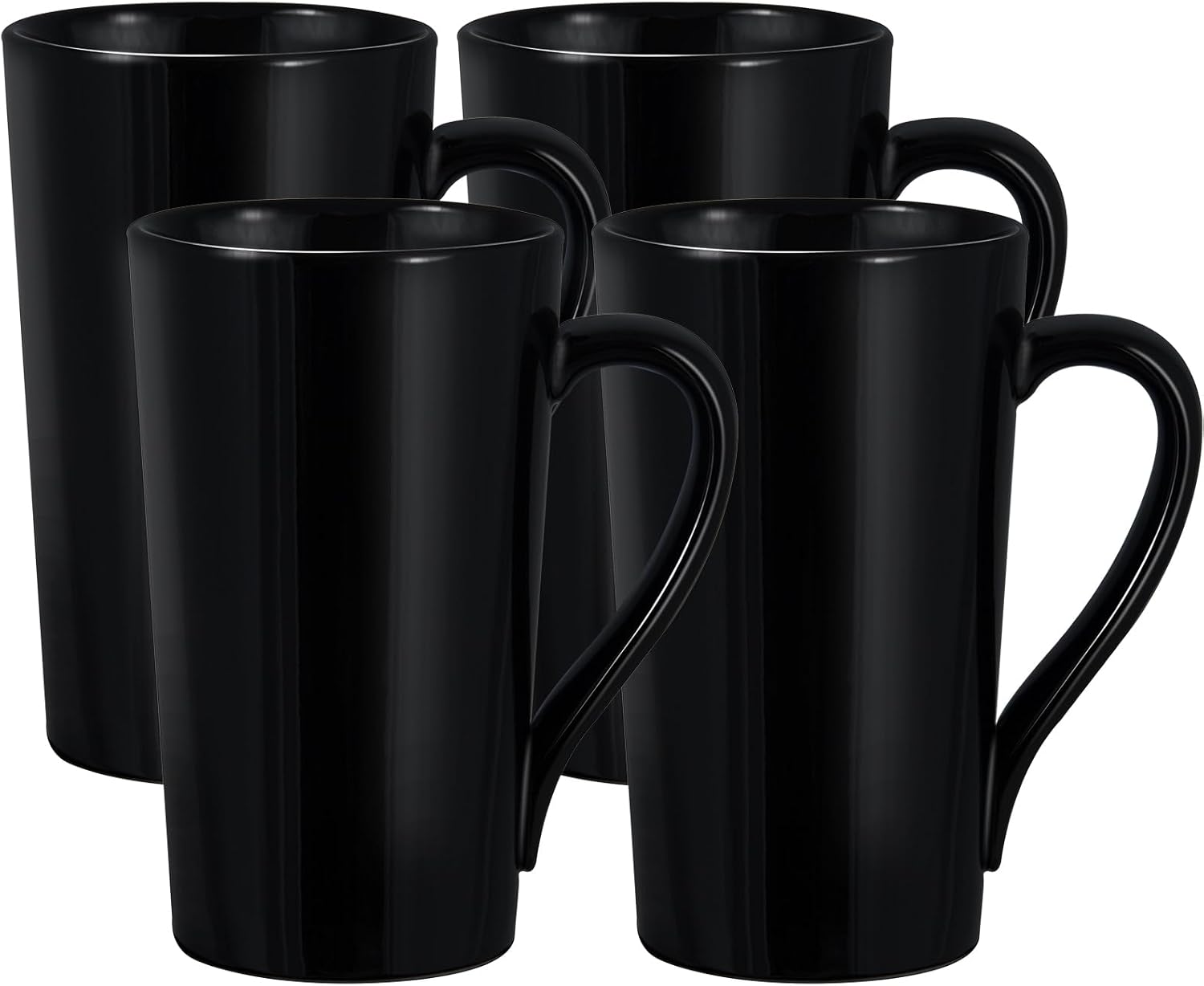 YINUOWEI Juego de 4 tazas de café de porcelana de 20 onzas, tazas de café grandes y altas con asas, tazas de café modernas de cerámica para café,
