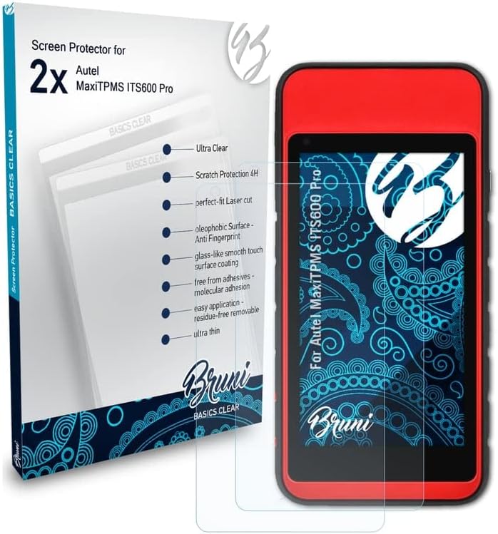 Bruni Protector de pantalla compatible con Autel MaxiTPMS ITS600 Pro, película protectora transparente (2X)