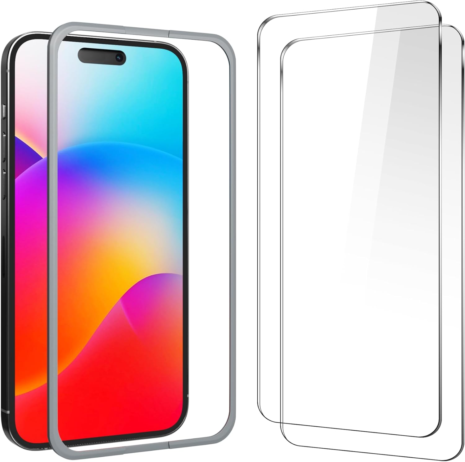 Protector de pantalla compatible con iPhone 15 Pro de 6.1 pulgadas, protector de pantalla de vidrio templado HD anti luz azul, fácil instalación,