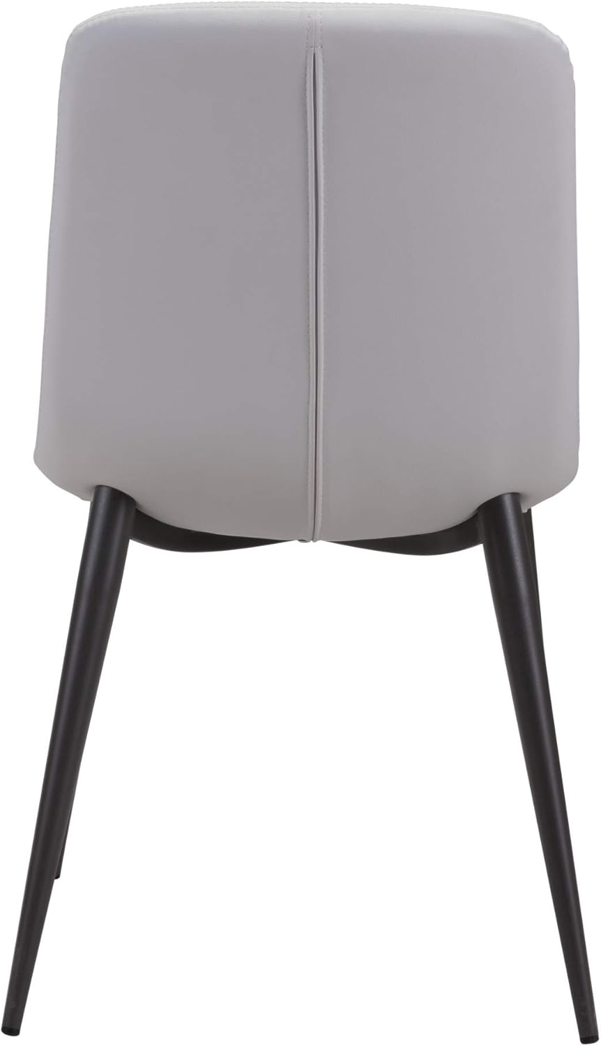 Zuo Modern Tangiers Juego de sillas de comedor de acero, espuma, cuero sintético gris topo, capacidad de peso interior de 280 libras Dimensiones