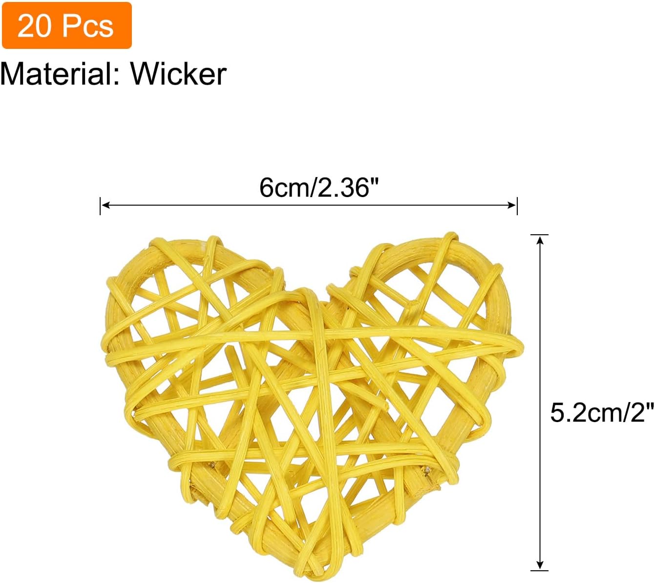 MECCANIXITY 20 piezas de jarrón de ratán en forma de corazón, relleno de ratán natural para decoración del día de San Valentín, boda, decoración del