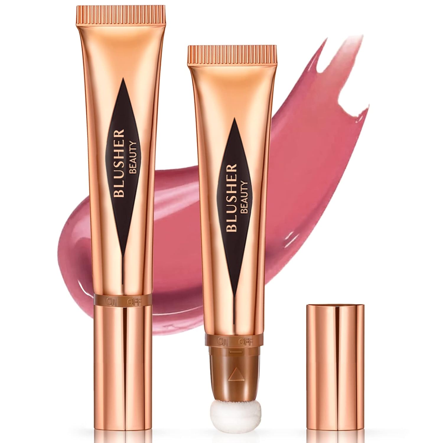 Rubor líquido de belleza varita Hazy acabado mate, colorete facial crema natural, lápiz de rubor rojo con aplicador de cojín, tinte suave para