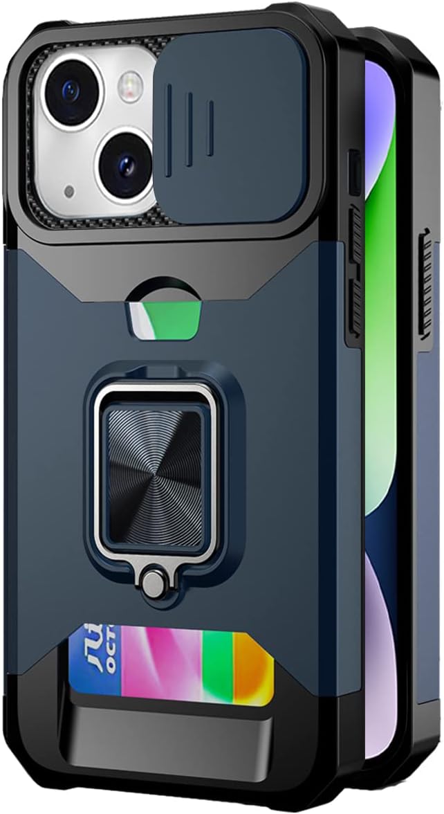 NKECXKJ Funda para iPhone 14 Max con protector de pantalla, soporte para tarjetas, soporte para soporte, resistente, delgada, a prueba de golpes,