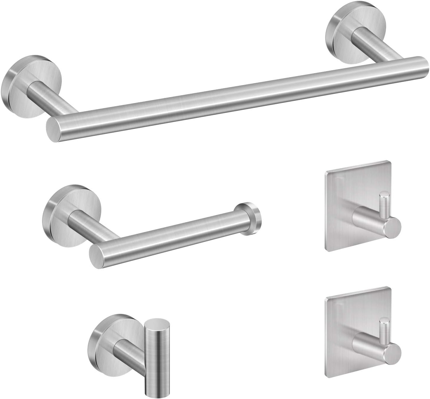 Tudoccy Juego de 5 piezas de accesorios de baño de acero inoxidable SUS304 de níquel cepillado redondo montado en la pared, incluye barra de toalla
