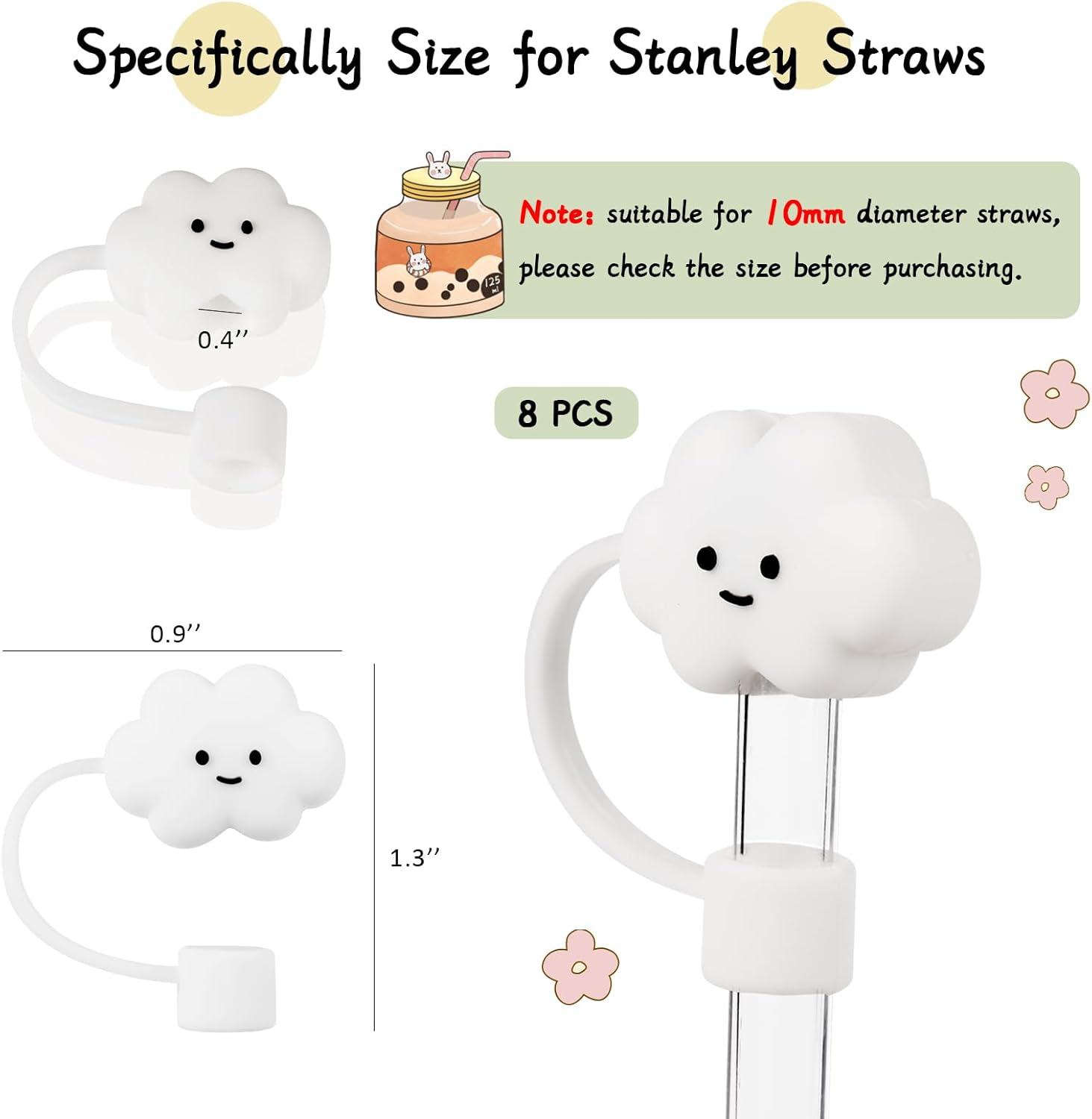 Fundas de paja de nube compatibles con vasos Stanley de 30 y 40 onzas, bonitas fundas de popote Stanley, protectores de paja de silicona