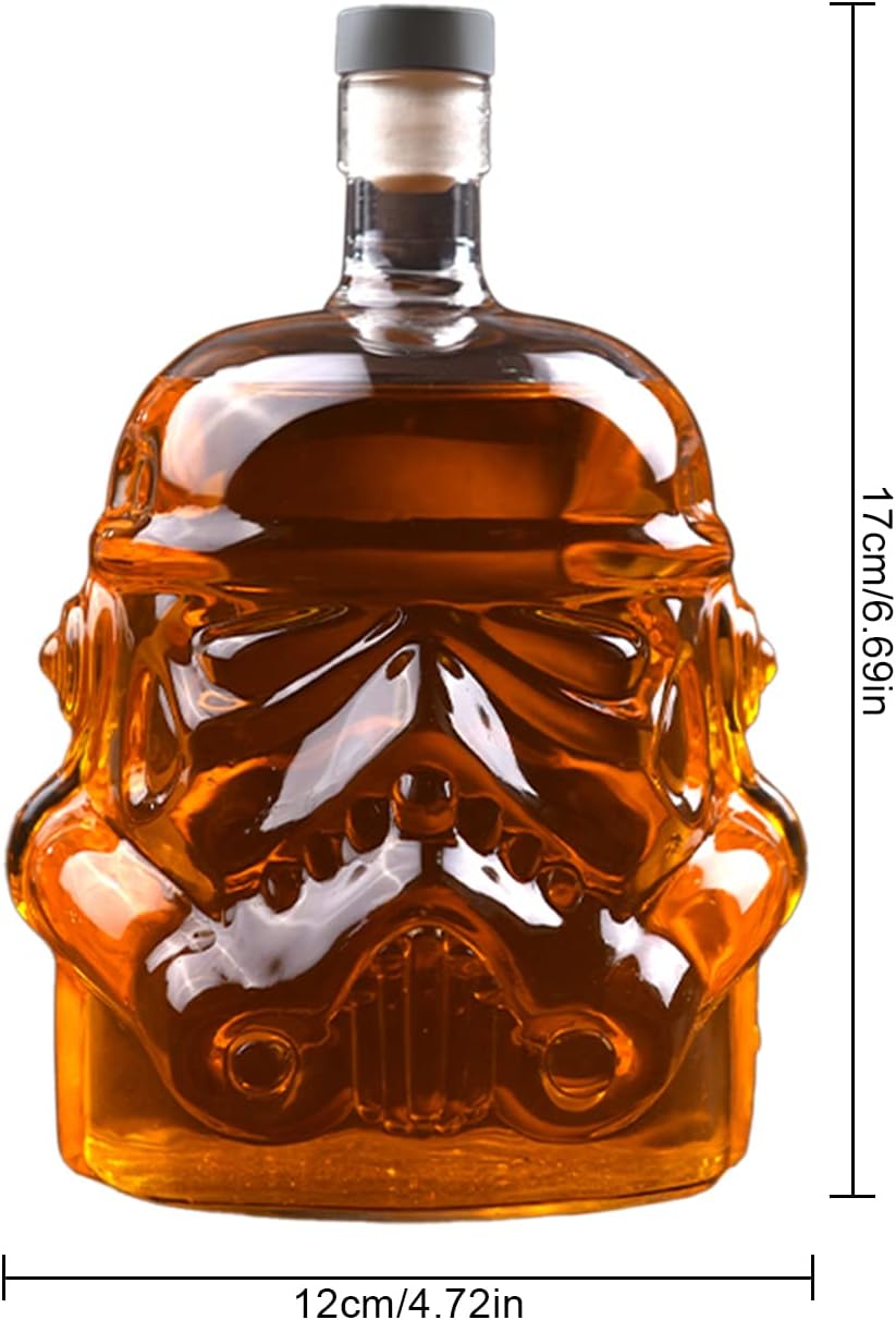 Juego de decantador de whisky creativo con 2 vasos transparentes Stormtrooper botella de vino para vino, vodka, licor, whisky, regalos para hombres