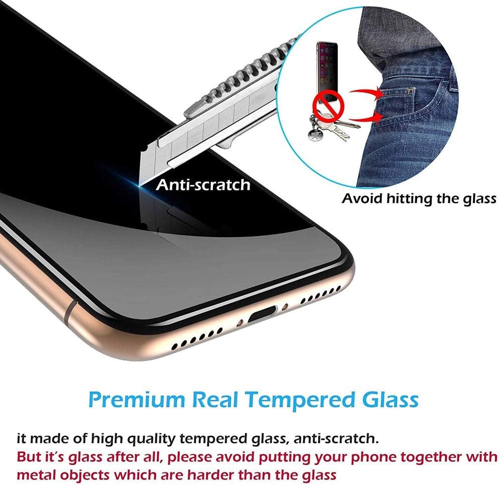 Ytaland – Protector de pantalla de privacidad para Xiaomi Redmi Note 12, 2 unidades Anti Spy Anti Peep sin burbujas, cubierta de película de vidrio