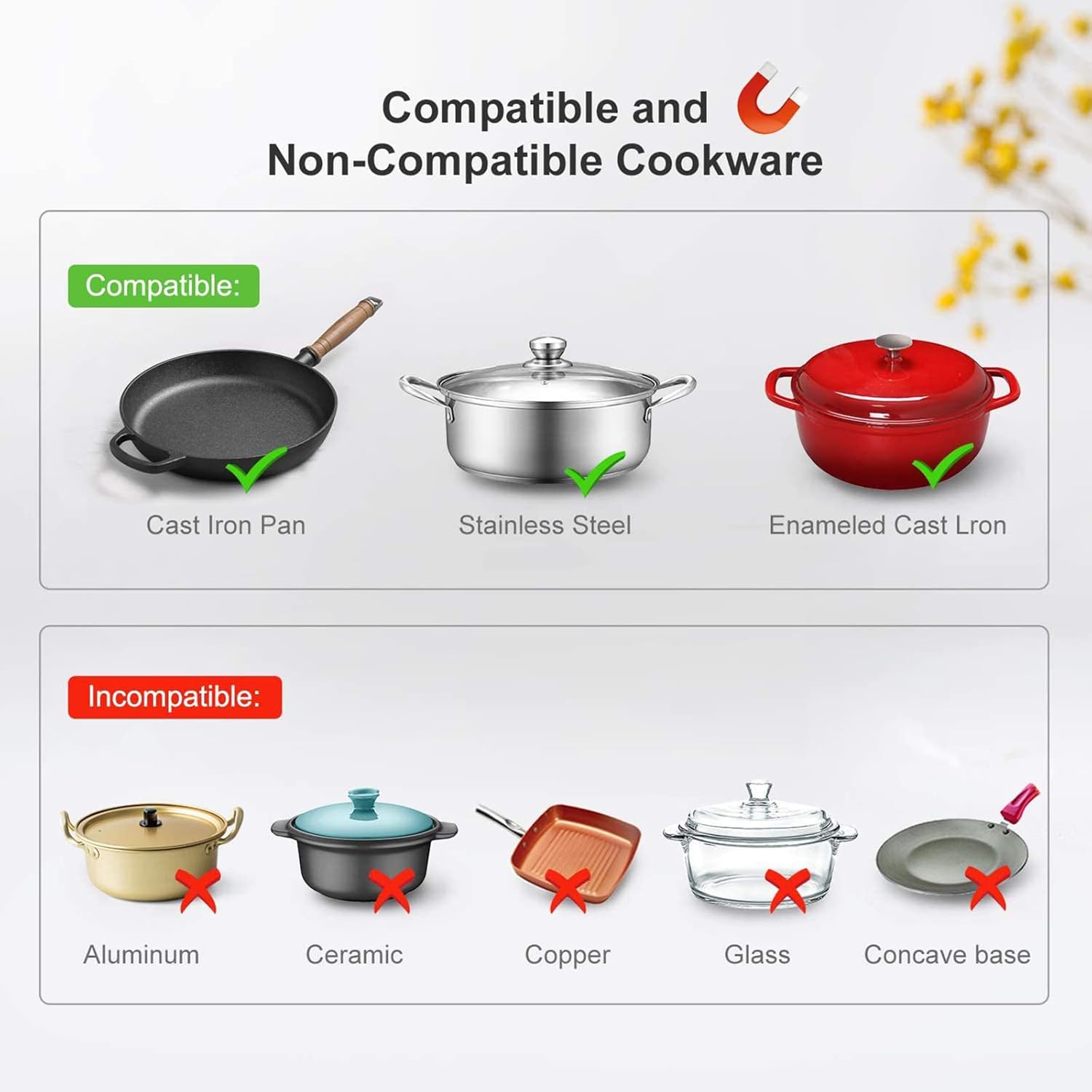 Placa de inducción Cocina de inducción única 2200 W 8 ajustes de potencia de temperatura 8 niveles de potencia con pantalla LED Control táctil