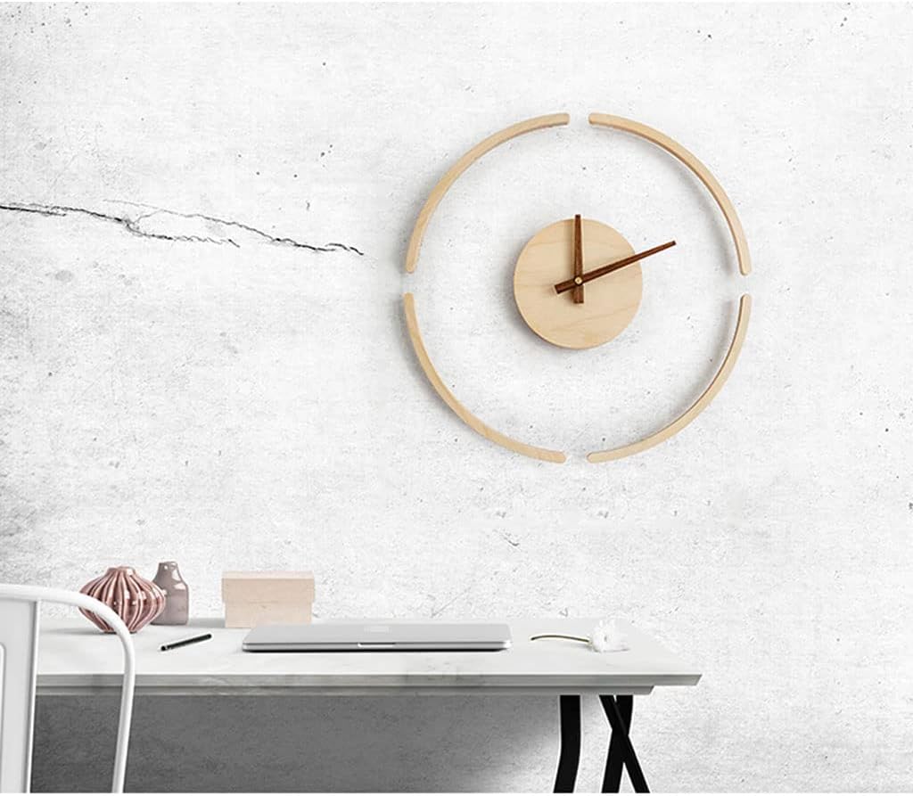 AOKLEY Reloj de pared Decorative 3D Transparent Wall Clock Creative Wood & Clear Acrylic Round Wall Clock Nordic Minimalist Clock for Living Room