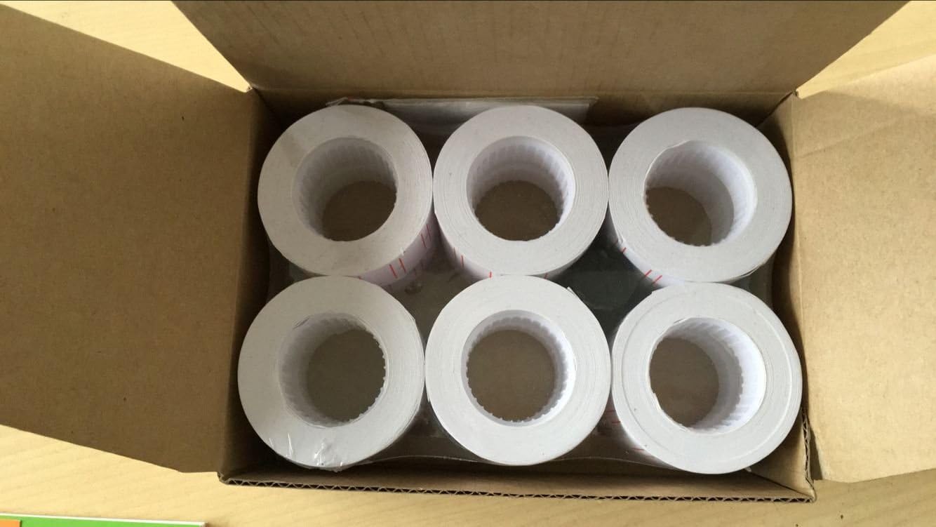 MFLABEL 12 Rollos 7200pcs Etiquetas Blancas Precio Pistola para Mx-5500