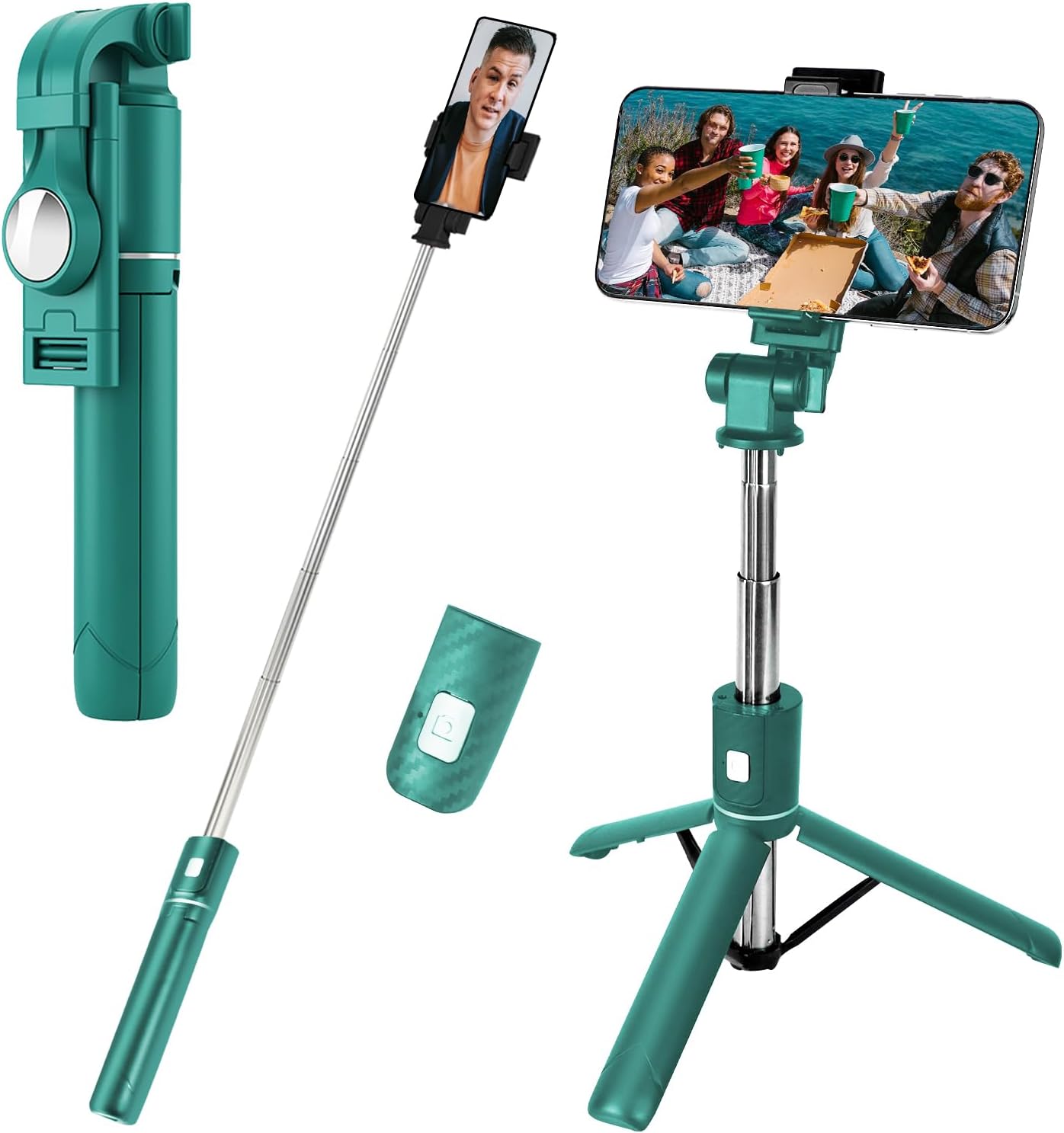 Palo selfie para iPhone trípode con control remoto inalámbrico extensible, trípode extensible para selfie stick para iPhone y Android, para viajes