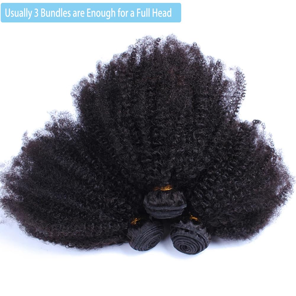 Extensiones de cabello humano rizado afro mongol de 10, 12, 14 pulgadas, 4B 4C, afro a granel, cabello humano virgen sin procesar para mujeres,