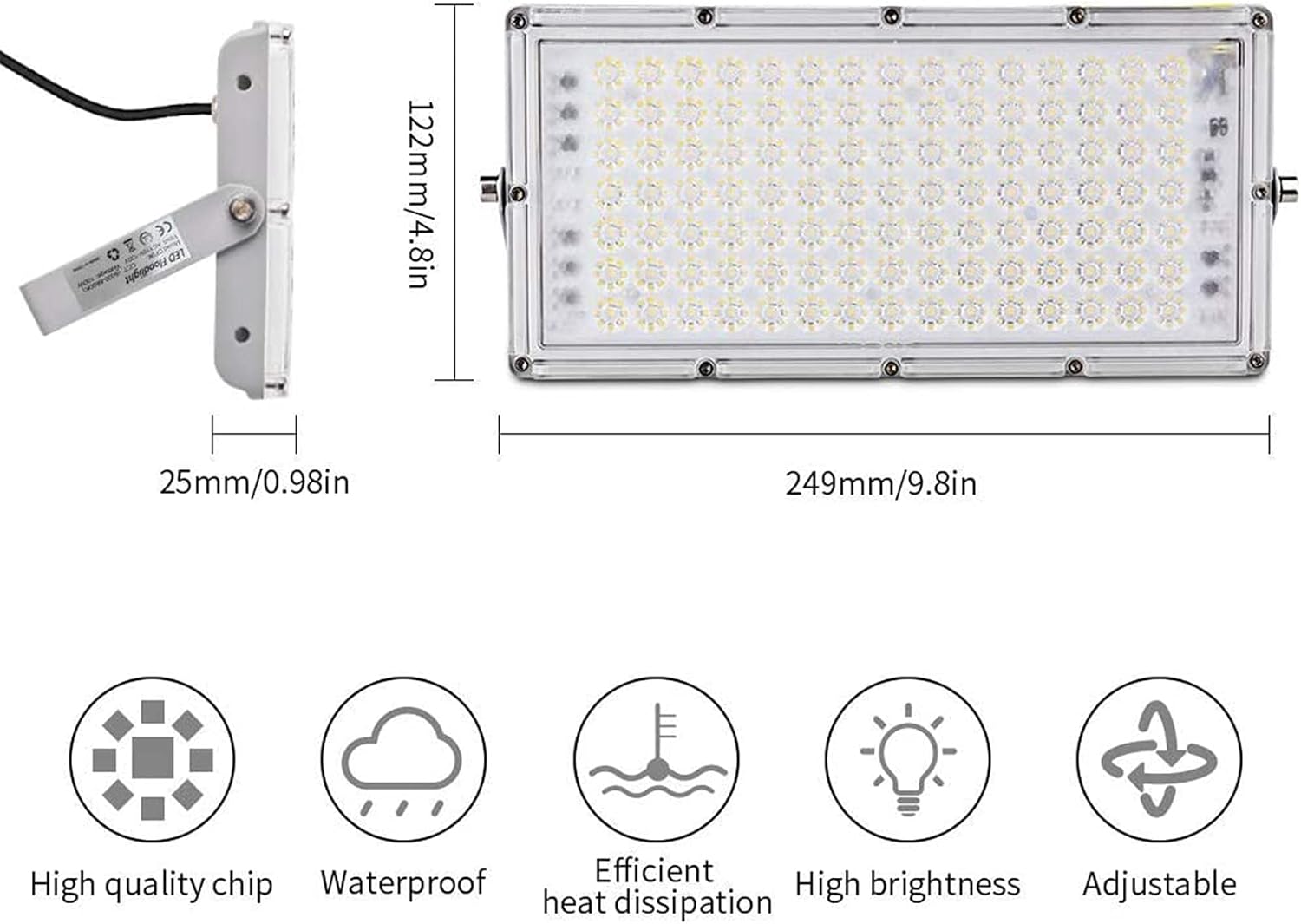 Sararoom 10 luces LED de inundación de 100 W para exteriores, IP65 impermeables, luces de seguridad LED, 9000 lm 6500 K, luz LED blanca fría para