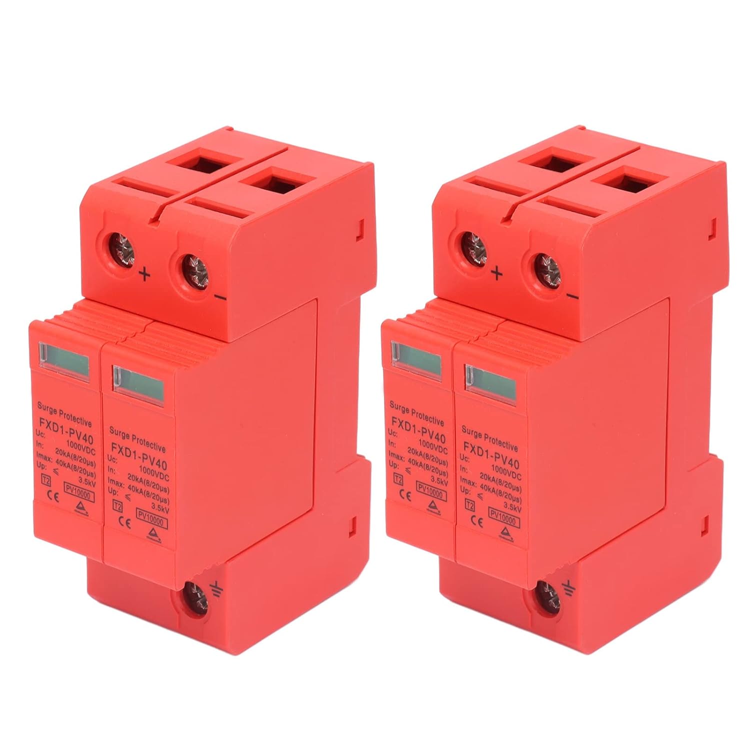 2 protectores solares de sobretensiones de corriente continua contra sobretensiones de voltaje, dispositivo de pararrayos para instalación de riel,