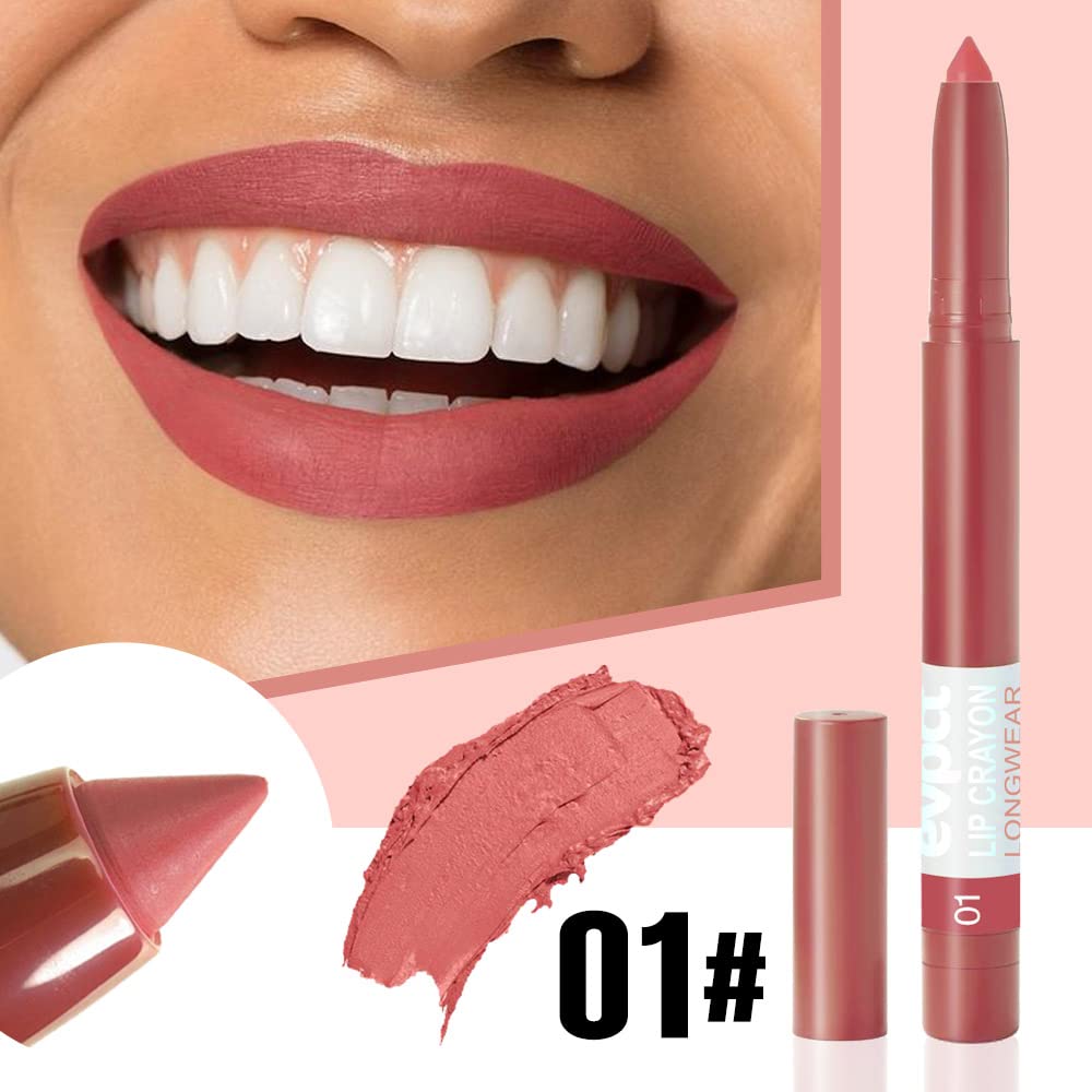 BINGBRUSH Juego de lápices labiales de 3 colores mate de larga duración, delineador de labios suave con sacapuntas incorporado, lo último para
