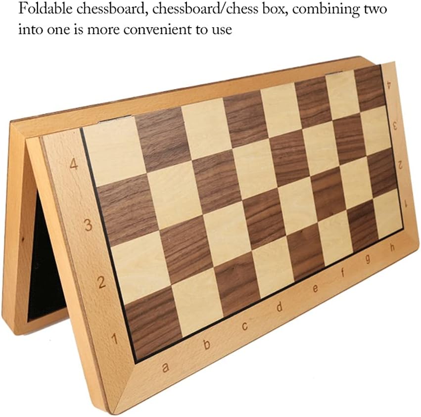 ROLTIN Juego de ajedrez de madera plegable 2 en 1, juego de ajedrez y damas, gran juego de mesa de ajedrez de 20 x 20 pulgadas con caja de